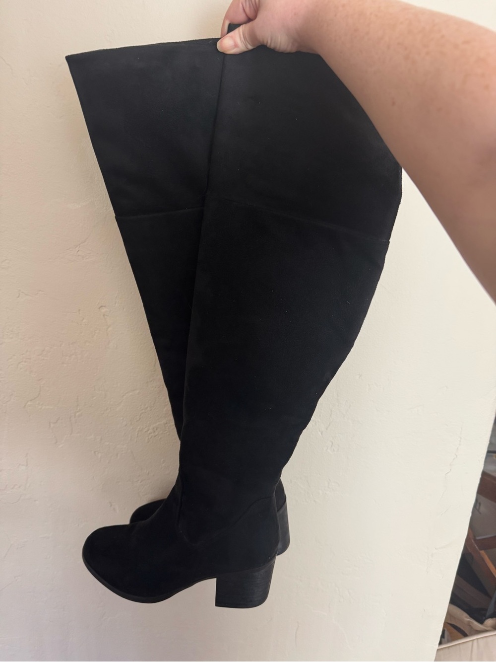 Black Suede Over-the-Knee Boots